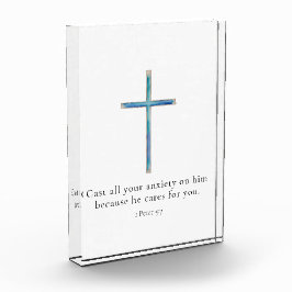 1 Peter 5.7 Minimalistisches Kreuz Fotoblock