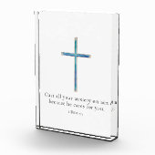 1 Peter 5.7 Minimalistisches Kreuz Fotoblock (Rechts)