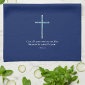 1 Peter 5.7 Minimalistisches Kreuz Geschirrtuch (Gefaltet)