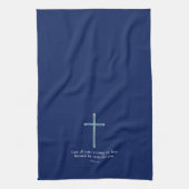 1 Peter 5.7 Minimalistisches Kreuz Geschirrtuch (Vertikal)
