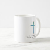 1 Peter 5.7 Minimalistisches Kreuz Kaffeetasse (VorderseiteRechts)