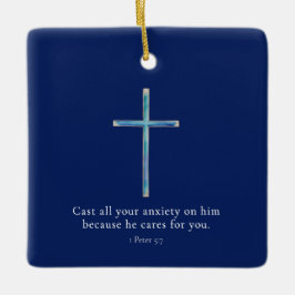 1 Peter 5.7 Minimalistisches Kreuz Keramikornament