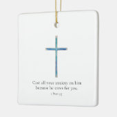 1 Peter 5.7 Minimalistisches Kreuz Keramikornament (Links)