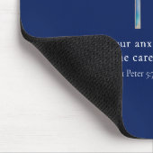 1 Peter 5.7 Minimalistisches Kreuz Mousepad (Ecke)