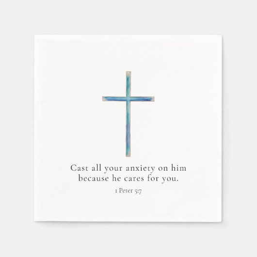 1 Peter 5.7 Minimalistisches Kreuz Serviette (Vorderseite)