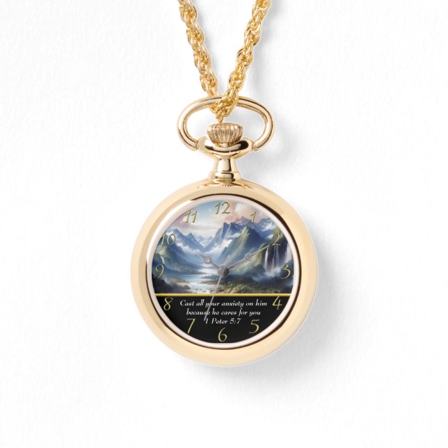 1 Peter 5:7 Moulin Lake Armbanduhr (Vorderseite)