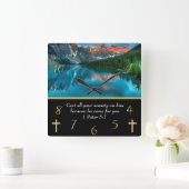 1 Peter 5:7 Moulin Lake Quadratische Wanduhr (Zuhause)