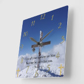1 Peter 5:7 Moulin Peak Cross Quadratische Wanduhr (Winkel)