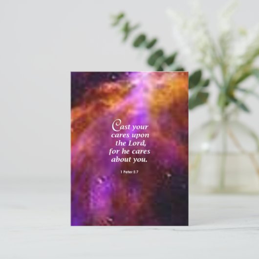 1 Peter 5:7 Postkarte (Stehend Vorderseite)