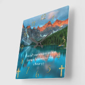 1 Peter 5:7 schöne Aussicht auf den See Quadratische Wanduhr (Winkel)