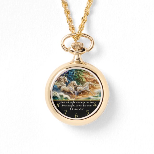 1 Peter 5:7 Wasserfälle im Tal Armbanduhr (Vorderseite)