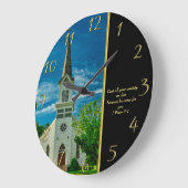 1 Peter 5.7 Weiße Kirche Große Wanduhr (Winkel)
