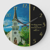 1 Peter 5.7 Weiße Kirche Große Wanduhr (Vorderseite)