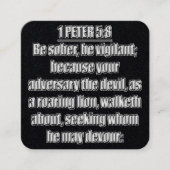 1 Peter 5:8 KJV Bibelverse Quadratische Visitenkarte (Vorderseite)