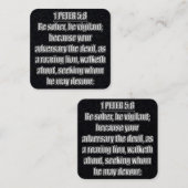 1 Peter 5:8 KJV Bibelverse Quadratische Visitenkarte (Vorne/Hinten)