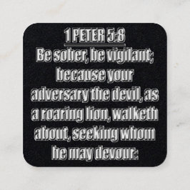 1 Peter 5:8 KJV Bibelverse Quadratische Visitenkarte
