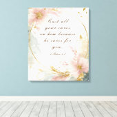 1 Petr 5:7 Schlagen alle eure Karten auf seinem Bi Leinwanddruck (Insitu (Holzboden))