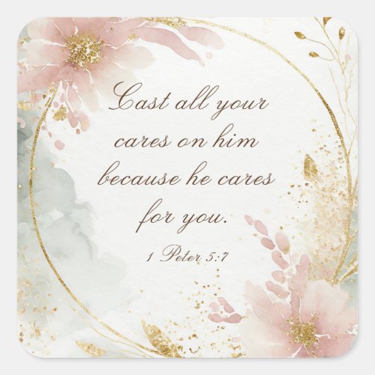 1 Petr 5:7 Schlagen alle eure Karten auf seinem Bi Quadratischer Aufkleber (Vorderseite)