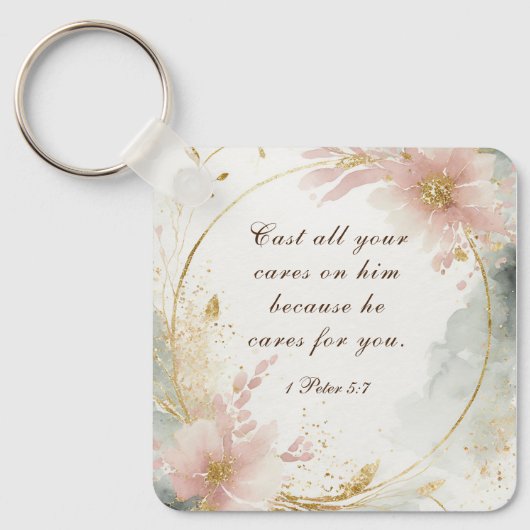 1 Petr 5:7 Schlagen alle eure Karten auf seinem Bi Schlüsselanhänger (Vorderseite)