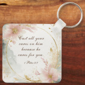 1 Petr 5:7 Schlagen alle eure Karten auf seinem Bi Schlüsselanhänger (Rückseite)