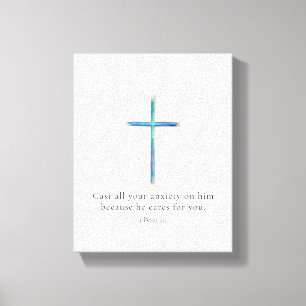 1 Petrus 5:7 Minimalistisches Kreuz Leinwanddruck