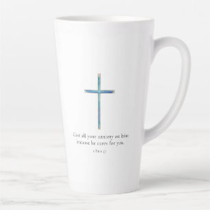 1 Petrus 5:7 Minimalistisches Kreuz Milchtasse