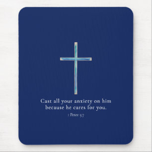 1 Petrus 5:7 Minimalistisches Kreuz Mousepad