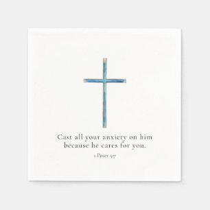 1 Petrus 5:7 Minimalistisches Kreuz Serviette