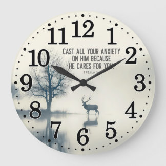1 Petrus 5:7 Zieh all deine Angst auf Ihm, den Er Große Wanduhr