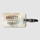 1 Petrus 5:7 Zieh deine Angst vor Ihm Bibelverse Gepäckanhänger (Vorderseite (Horizontal))