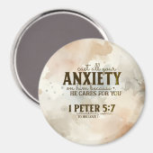 1 Petrus 5:7 Zieh deine Angst vor Ihm Bibelverse Magnet (Vorderseite/Rückseite)