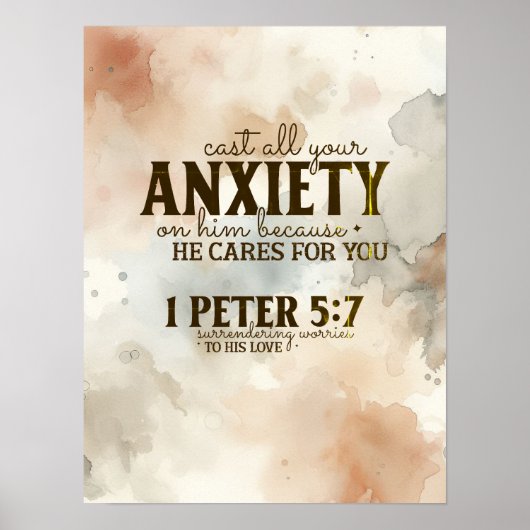 1 Petrus 5:7 Zieh deine Angst vor Ihm Bibelverse Poster (Vorne)