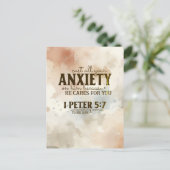 1 Petrus 5:7 Zieh deine Angst vor Ihm Bibelverse Postkarte (Stehend Vorderseite)