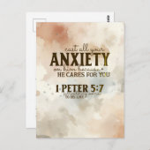 1 Petrus 5:7 Zieh deine Angst vor Ihm Bibelverse Postkarte (Vorne/Hinten)