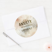 1 Petrus 5:7 Zieh deine Angst vor Ihm Bibelverse Runder Aufkleber (Umschlag)