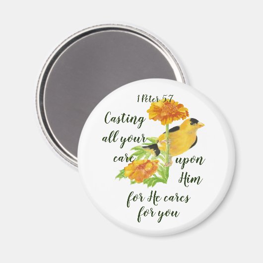 1 Petrus 5:7 Zitat, das alles auf Ihm bedacht ist Magnet (Vorderseite/Rückseite)