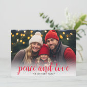 1 Photo Christmas Script Red Green Plaid Feiertagskarte (Stehend Vorderseite)