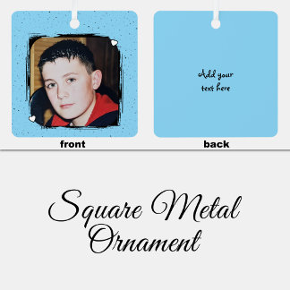 1 photo custom text keepsake blue ornament aus metall