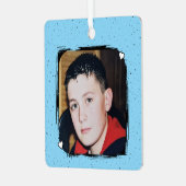 1 photo custom text keepsake blue ornament aus metall (Vorderseite links)