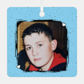 1 photo custom text keepsake blue ornament aus metall (Vorderseite)