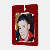 1 photo custom text keepsake burgundy ornament aus metall (Vorderseite links)