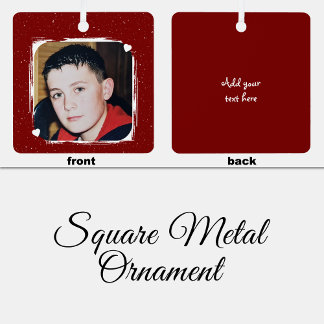 1 photo custom text keepsake burgundy ornament aus metall
