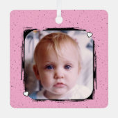 1 photo custom text keepsake pink ornament aus metall (Vorderseite)