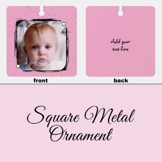 1 photo custom text keepsake pink ornament aus metall