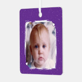 1 photo custom text keepsake purple ornament aus metall (Vorderseite links)