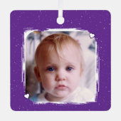 1 photo custom text keepsake purple ornament aus metall (Vorderseite)