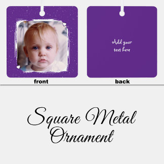 1 photo custom text keepsake purple ornament aus metall