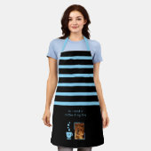 1 photo dog coffee lover stripes black blue schürze (Getragen)
