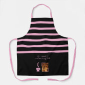 1 photo dog coffee lover stripes black pink schürze (Vorderseite)