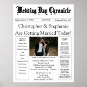 1 Photo QR Code Elegant Newspaper Wedding Program Poster (Vorne)